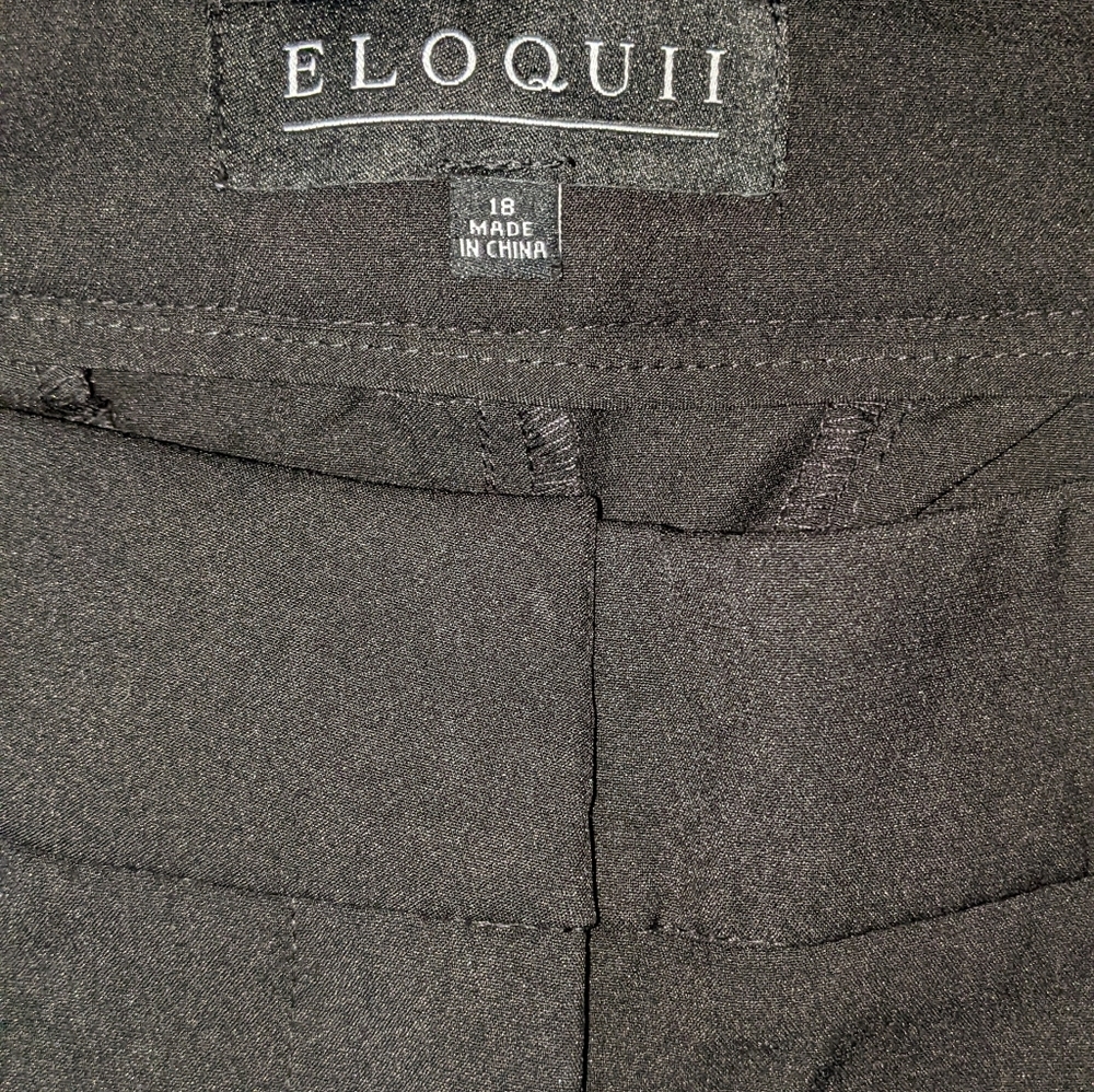Eloquii Black Cropped Ruffle-Hem Pants - Picture 3 of 6